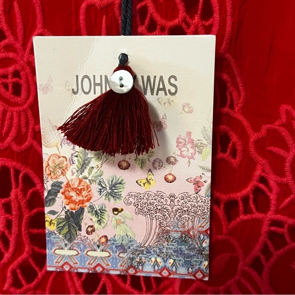 NWT Johnny Was Arlene appliqué Red Lace Tunic top with scoop neck 3/4 sleeves - Picture 14 of 16